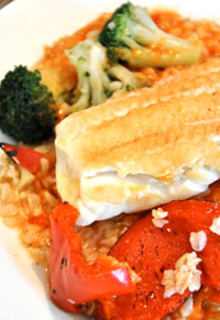 Broiled White Fish with Brown Rice & Veggies
