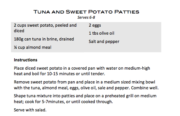 tuna and sweet potato patties